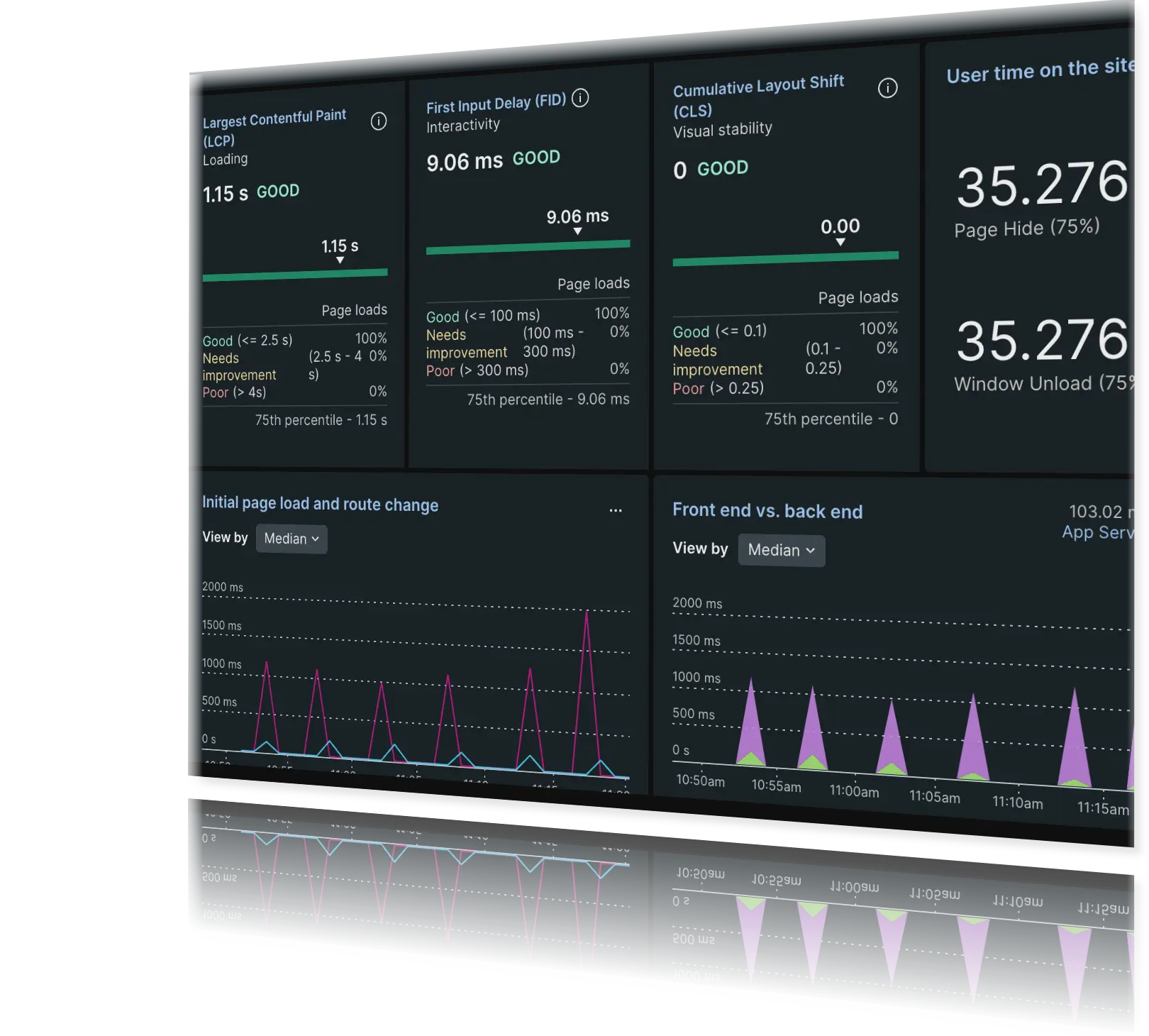 A screenshot of data visualization using browser monitoring