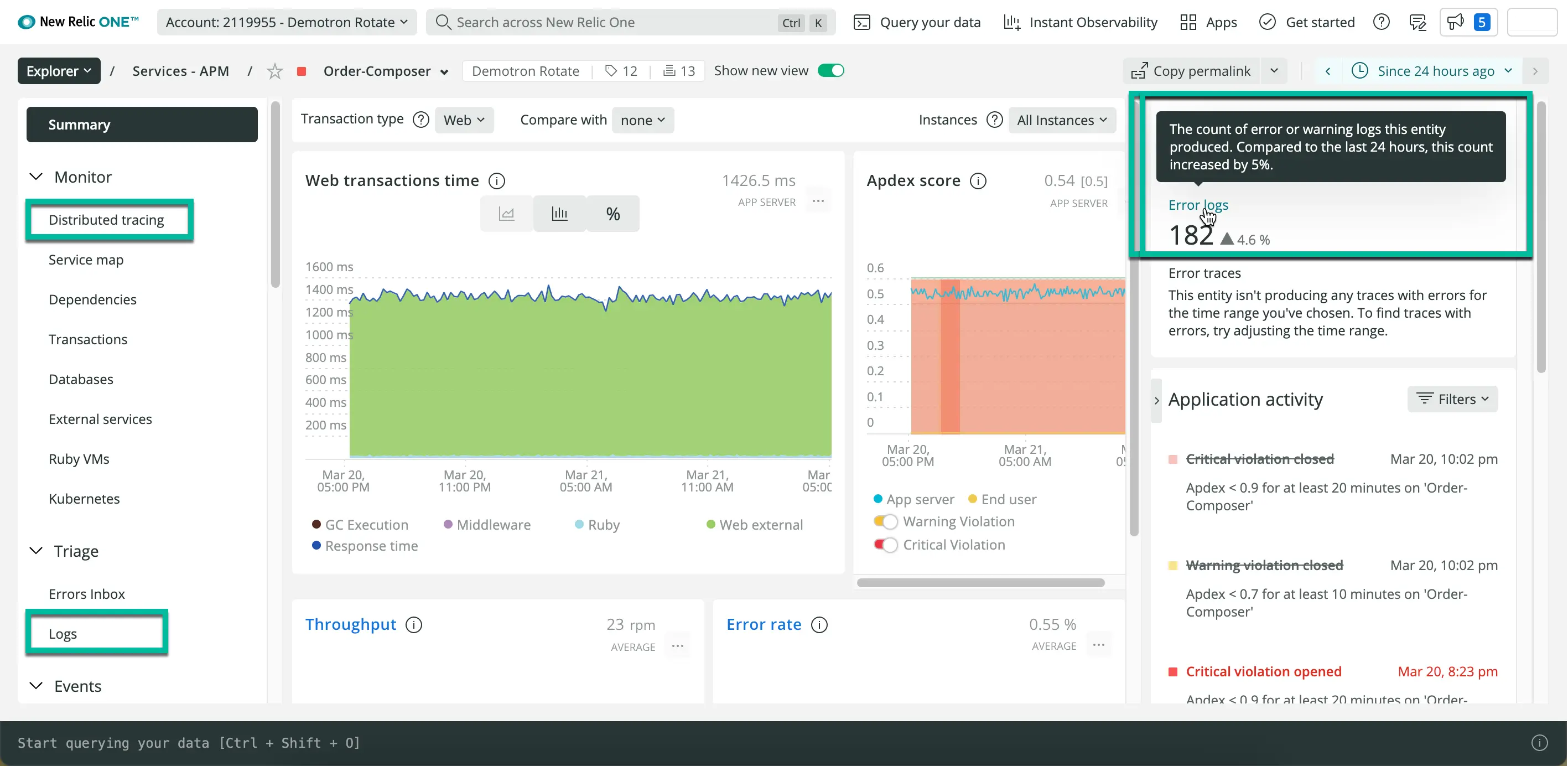 Logs everywhere in New Relic One